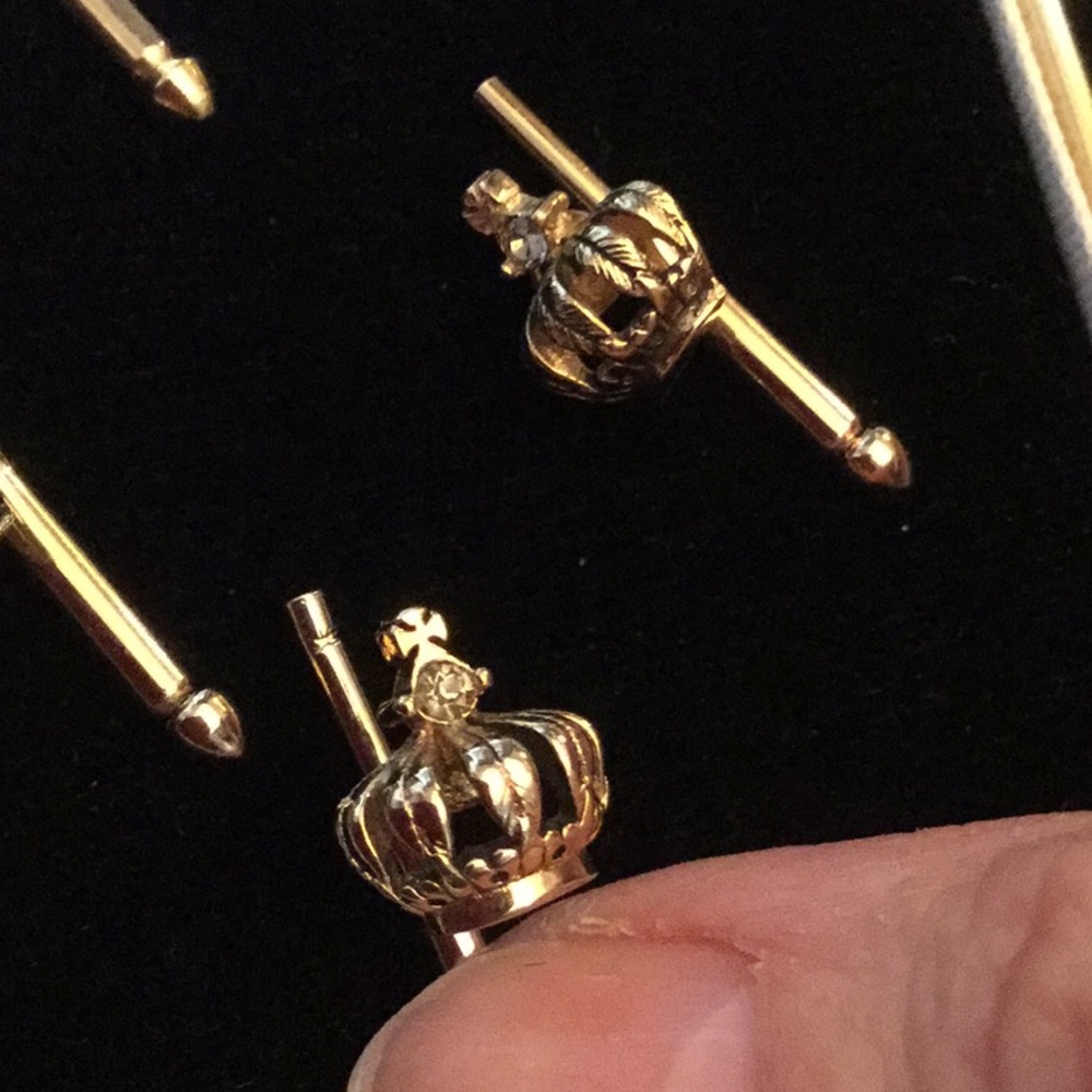 Antique CROWNS French Cufflinks or Fasteners - Picture 5 of 6